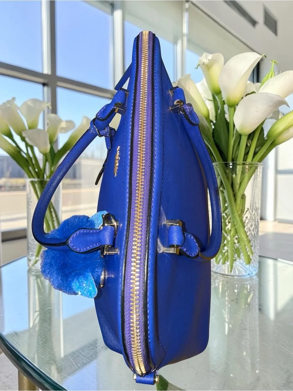 Kate Spade Cameron Street Margot Satchel in "Nightlife Blue" w Bagcharm EUC - Picture 7 of 14